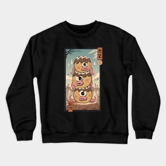 Yokai Takoyaki in Edo Crewneck Sweatshirt by Vincent Trinidad Art